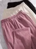 Capris Winter Fashen Velvet Wide Leg Pants Solid Womens Wear Pantalone韓国ファッション豪華