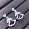 Fashion Brand Designer Gvllgari Classic Style Engagement Exquisite Luxury Women's a New high skirt earrings blue pointed crystal red green celebrity