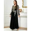 Vêtements ethniques Luxe Abaya Velvet Perles Femmes Musulmanes Longue Maxi Robe Turquie Kaftan Robe Arabe Islam Eid Party Maroc Dubaï Jalabiya