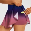 Shorts Womens Summer Skorts kjolar Gradient Tryckt Mage Control Pleated Golf Tennis kjolar med fickor Lady Athletic Pant sportkläder