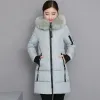 Parkas 2023 New Winter Coat Women's Jacket Fur Neckline Long Basic Coats Thick Jackets Cotton Padded Outerwear Parkas Female Clothes