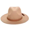 Autumn Winter Sun Hat Women Men Fedora Classical Wide Brim Felt Floppy Cloche Cap Chapeau Imitation Wool L XL 211227319M