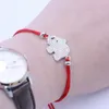 Braccialetti con ciondoli Rame Zircone Bellissimo braccialetto con elefante Nero Corda rossa Filo Stringhe Treccia Coppia regolabile Donna Ragazza Bambini Gioielli