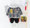 Hylkidhuose 2020 Spring Baby Boys Clothing Sets Tops Plaid Tops Bants Toddler Infant Discal Classion Children Costume Y200802458391