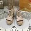 Fashion-Platform Wedge Series Sandaler Straw Hemp Rope Fashion Women's Shoes Elements Leather Sandals