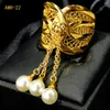 Bröllopsringar Aniid Dubai Fashion Design Pearl Pendant Finger For Bridal 24K Gold Color Tassel Ring Arab Party Anniversary Gifts