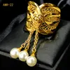 Anneaux de mariage Anid Dubaï Fashion Design Perle Pendentif Doigt pour la mariée 24k Gold Couleur Gland Bague Arabe Fête Anniversaire Cadeaux