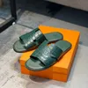 Zapatillas de diseñador Sandalias para hombre Zapatillas para mujer Edición alta Verano Lujo Cuero genuino Zapatillas de casa informales Sandalias en espiga Sandalias de playa