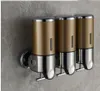 Hela och detaljhandeln Nya badrum rostfritt stell tvål dispenser väggmonterad flytande tvålskålbox4240518