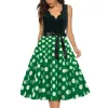 Klänning kvinnor retro sommarklänningar 2023 mantel vintage pinup 50s 60s rockabilly sexig vneck polka dot print party klänning vestido s3xl