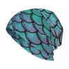 Basker Teal Gold Mermaid Damask Mönster Stylish Stretch Knit Slouchy Beanie Cap Multifunction Skull Hat For Men Women