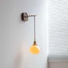 Настенный светильник IWHD в японском стиле, современный светодиодный настенный светильник, бра, ЕС, США, керамический абажур, деревянное основание, светильник для спальни, гостиной, Wandlamp