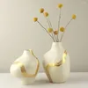 Vases Moderne Minimaliste Abstrait Corps Vase Décoratif En Céramique Hydroponique Fleur Réceptacle Jolie Jardinière Avec Une Ligne Dorée