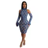 2024 Designer Sexig paljetter Klänning Summer Women Mini Bodycon Dresses Ärmlös se genom Dress Party Night Club Wear Bulk grossistkläder