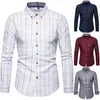 MENS CASUAL SHIRTS VIT PLAID DRESS SLIM FIT Lång ärmknapp Down Fashion Men Work Business Brand Shirt Chemise Homme