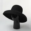 Cappelli a tesa larga Vintage Hepburn Style Cappello di lusso Fedora Inverno caldo 100% lana Passerella Modello personalizzato per il tempo libero Lady Black Cap Donna O184L