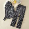 Suits 2pcs Women Velour Juicy Long Sleeve Zip Though Jacket and Pant Set