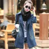 سترات النساء بالجملة- أزياء جديدة سترة جاكيتات جينز جاكيتا Long Jaqueta Ladies Coat Casaso Fenimino Jeans Sleeve Korea Style Hot Size 240305