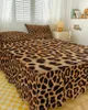 Jupe de lit imprimé léopard, couvre-lit élastique avec taies d'oreiller, housse de protection de matelas, ensemble de literie, drap
