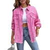 2023 Trous Rawedges Denim Veste Femmes Printemps Automne Chemise Style Jeancoat Casual Top RoseRed Orange Violet Vêtements D'extérieur Lady Manteau 240229