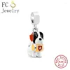 Loose Gemstones FC Jewelry Fit Original Charm Bracelet 925 Silver Lovely Yorkshire Dog With Heart Bead For Making Women Pet Lover Berloque