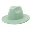 2021 Jazz Fedoras Hoeden voor vrouwen Mannen Kinderen Kinderen Solid kleur Big Brim Formele kleding Huwelijk Woman Hoed Zwart Wit Green Classic C260Q