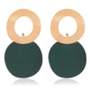 Brincos pendurados moda geométrica simples tridimensional disco irregular redondo para mulheres verde