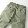 Shorts masculinos verão casual cordas esticadas algodão calças curtas Exército verde solto de vários bolsos homme casual fino meio comprimento calças inferiores xxl