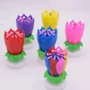 5Pcs Candles Lotus Music Lotus Candle Music Candle Double Flower BlossomS Birthday Cake Flat Rotating Electronic