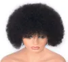 Afro kinky lockigt mänskligt hår peruk för svarta kvinnor korta brasilianska spetsar front peruker naturligt färg remy hår 8 tum6571469