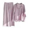 2-teiliges Set Fabulou Blusen-Hosen-Set Umlegekragen Damen Tops Hosenanzug Kordelzug Zweiteilig 240226