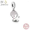 Loose Gemstones FC Jewelry Fit Original Charm Bracelet 925 Silver Lovely Yorkshire Dog With Heart Bead For Making Women Pet Lover Berloque