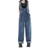 Jeans Y2k Harajuku Overalls für Frauen Träger Jeans Overalls Vintage Streetwear Loch Breite Bein Hosen Casual Baggy Denim Overall