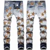 Jeans da uomo Amirs Designer Jeans da uomo High Street Hole Star Patch Pantaloni da donna con pannello ricamato a stella Amirs Pantaloni slim fit elasticizzati Taglia 29/30/31/32/33/34/36/38/40/42