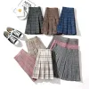 Skirt Blue Ploid pieghettata con ragazze ad alta vita Autunno Mini Saia Preta Abbigliamento di moda coreano y2k kawaii gonne corte per donne