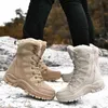 Outdoor Shoes Sandals Waterproof Mens Winter Boots Plush Warm Snow Boots Outdoors Desert Combat Boots Wear Resistant Boots Hiking Shoes Male YQ240301