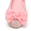 Meisjes platte leren schoenen kinderen casual glitter lovertjes bovenste prinses schoenen strik decoratie kinderdansschoenen