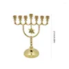 Candle Holders 7 Branch Hanukkah Stand Artistic Headed Hexagonal Star