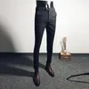 Мужские костюмы Мужские брюки 2024 Slim Fit Деловые брюки Уличная одежда Высокое качество Однотонный повседневный черный серый костюм Брюки Мужские