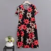 Dress Summer Elegant Loose Long Dresses for Woman 2023 New Casual Middle Aged Women's Sundress with Pockets Summer Vintage Clothes