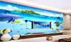 3D Wall Mural Underwater World Po Wallpaper Cute Dolphin Fish Wallpaper Modern Interior decoration Kid Bedroom self adhesive wa8217607