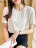 Blouse Zomer Elegant Shirt Dames Blouse ZANZEA Causaal Los Werk Party Tops Femme O Hals Korte Mouw Blusas Tuniek Oversize Chemsie