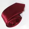 Satin polyester silkes slips hals banden män kvinnor vinröd mager fast färg vanliga 20 färger 5cmx145cm332m