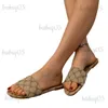 Pantofole Pantofole per abbigliamento outdoor da donna 2023 estate nuova lettera grande ricamata con una parola pan di spagna pantofole fresche T240305