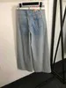 pantaloni da donna firmati jeans da donna stampa ricamata lavata gamba lunga larga bottoni larghi misto poliestere misto cotone solido Jeans di lusso di peso medio per donna