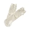 Women Socks Fashion Casual Cotton Solid Color Japanese JK Princess Ribbon Bowknot Ruffle Frilly Middle Tube