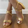 Sandalen Goud Zilver Hoge Hakken Vrouwen Mode Cross Strap Gladiator Sandalias Vrouw Zomer 2023 Enkel Gesp Cover Hak SandlesH2435