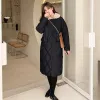 Parkas Fashion Midlength Slim bont kraag Parkas Winterwindaandrager Oversized lichtgewicht Dikke Warme lagen Koreaanse katoenen gevoerde jassen