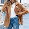 Blandningar 2021 Helt ny grossistknapp LAPEL LOOK FLEECE Sweater Cardigan Sheep Woolen Coat Women Jacket Winter