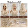oneNonly Synthetic Wigs for Women Blonde Wig with Bangs Long Wave Natural Hair Heat Resistant Fiber 240229